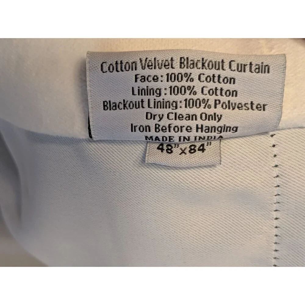 Quince Cotton Velvet Room Darkening Curtain Color White Size 48x84 -NEW-